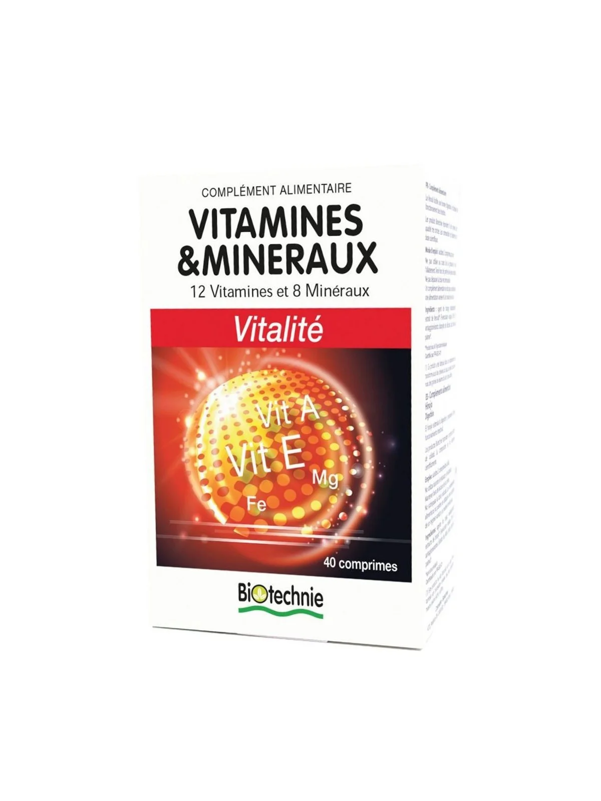 Vitamines & Minéraux 40cps - Vitalité Biotechnie