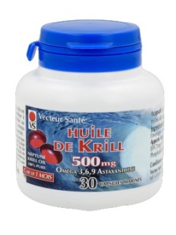 Huile de Krill 500mg Oméga 3,6,9 - Vecteur santé